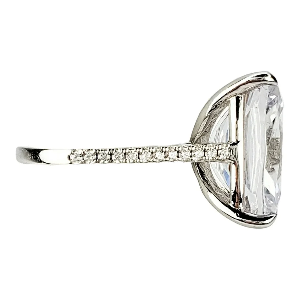 Vintage Cocktail Ring Sterling Silver 925 Size 5 Topaz Cushion Cut Statement